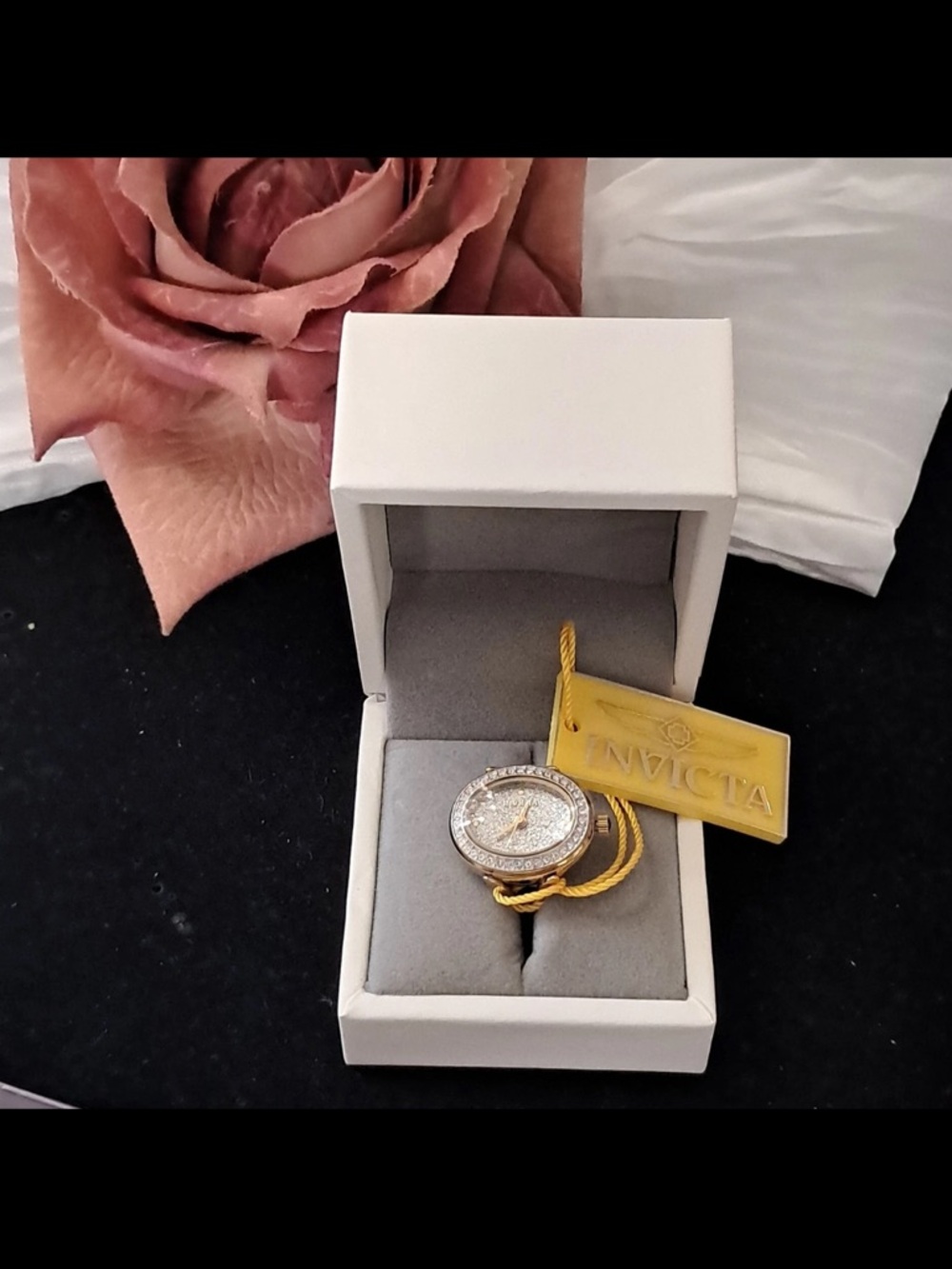 Invicta RING Watch Gold and Silver Crystal Watch Face Accessory